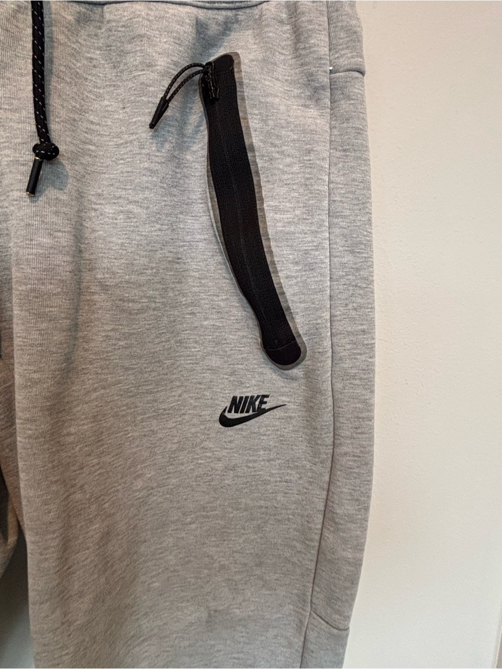 Nike Tech Gray Joggers with Black Zip Details - Picture 3 of 4